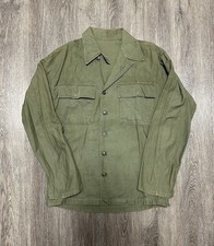 Vtg Military Shirt Men Medium Sateen Green OG-107 Utility M47 Vietnam War 1960