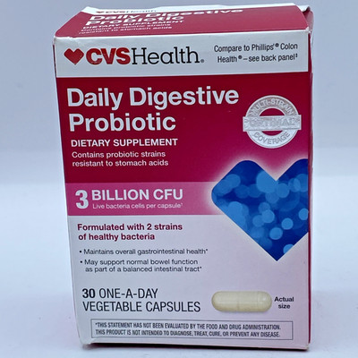 CVS Health Daily Digestive Probiotic 3 Billion CFU 30 Capsules - Exp. 10/26