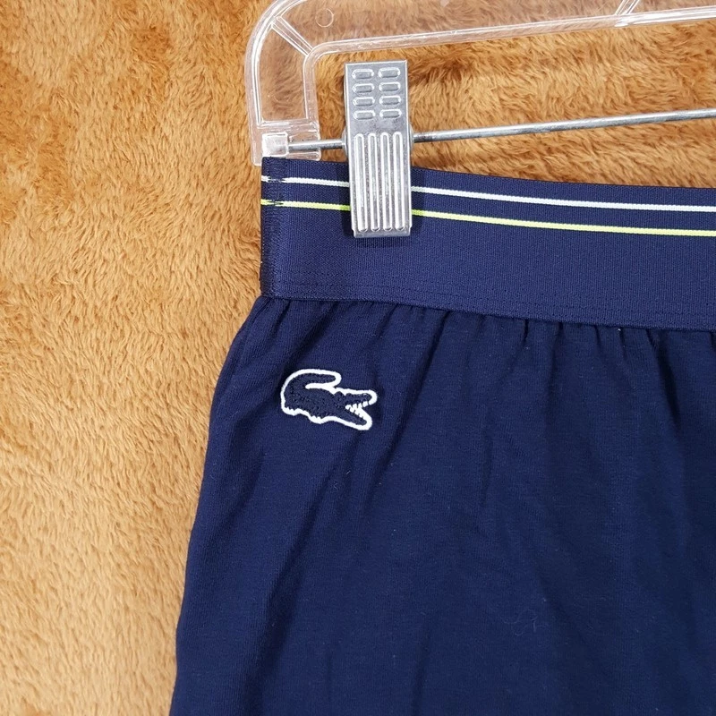 Pantalones Cortos para Dormir LACOSTE Para Hombres Pequeños Azul Algodón Elástico Logo Cintura Banda Salón Foto 2 de 4