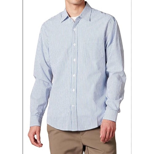 Psycho Bunny Double Pinstripe Single Needle White & Blue Button Up Shirt Size S - Picture 1 of 12