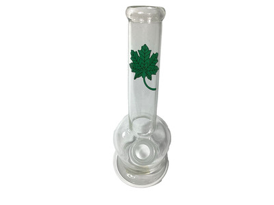 New 7'' Bent Glass Water Pipe Hookah with Bubble Base With Green Leaf