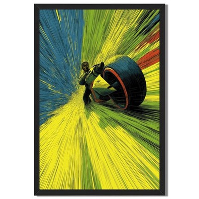 Speeding Motorcycle Framed Canvas Print Modern Art Print Wall Decor