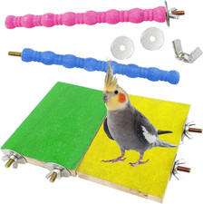 4 PCS Bird Perch Stand Toy Wood Parrot Perch Stand Platform Paw Grinding Rough-S