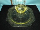 Vintage Hazel Atlas Glass Company Yellow Florentine Cup & Dinner Plate EX. Cond. — photo 1