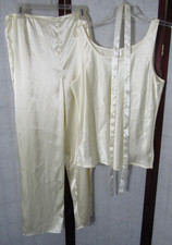 VTG Enchantiing Sleep Satiny Ivory Sleeveless Women's Pajama Set Size L