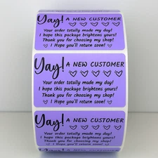 Yay! A New Customer Stickers – Thank You Labels for Small Business