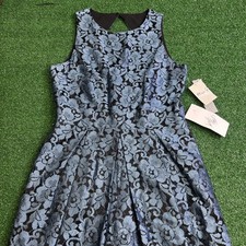 Eliza J Blue Black Lace Overlay Shift Cocktail Dress Size 6 NWT Lord & Taylor