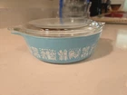 Vintage PYREX Turquoise Blue Butterprint 471 Casserole Dish 1 Pint With Lid Mint