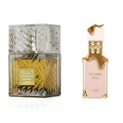 Lattafa Khamrah Qahwa & Eclaire EDP 3.4 oz Combo Pack