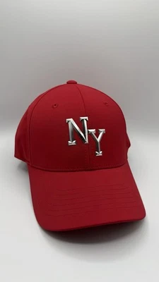 N’SER Red NY Fitted Baseball Cap Hat M-XL 57-59cm Silver Logo Made in Korea - Image 1 of 4