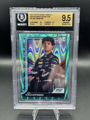 2025 Topps Chrome Formula 1 - F2 Drivers Jak Crawford #31 Aqua Raywave Refractor