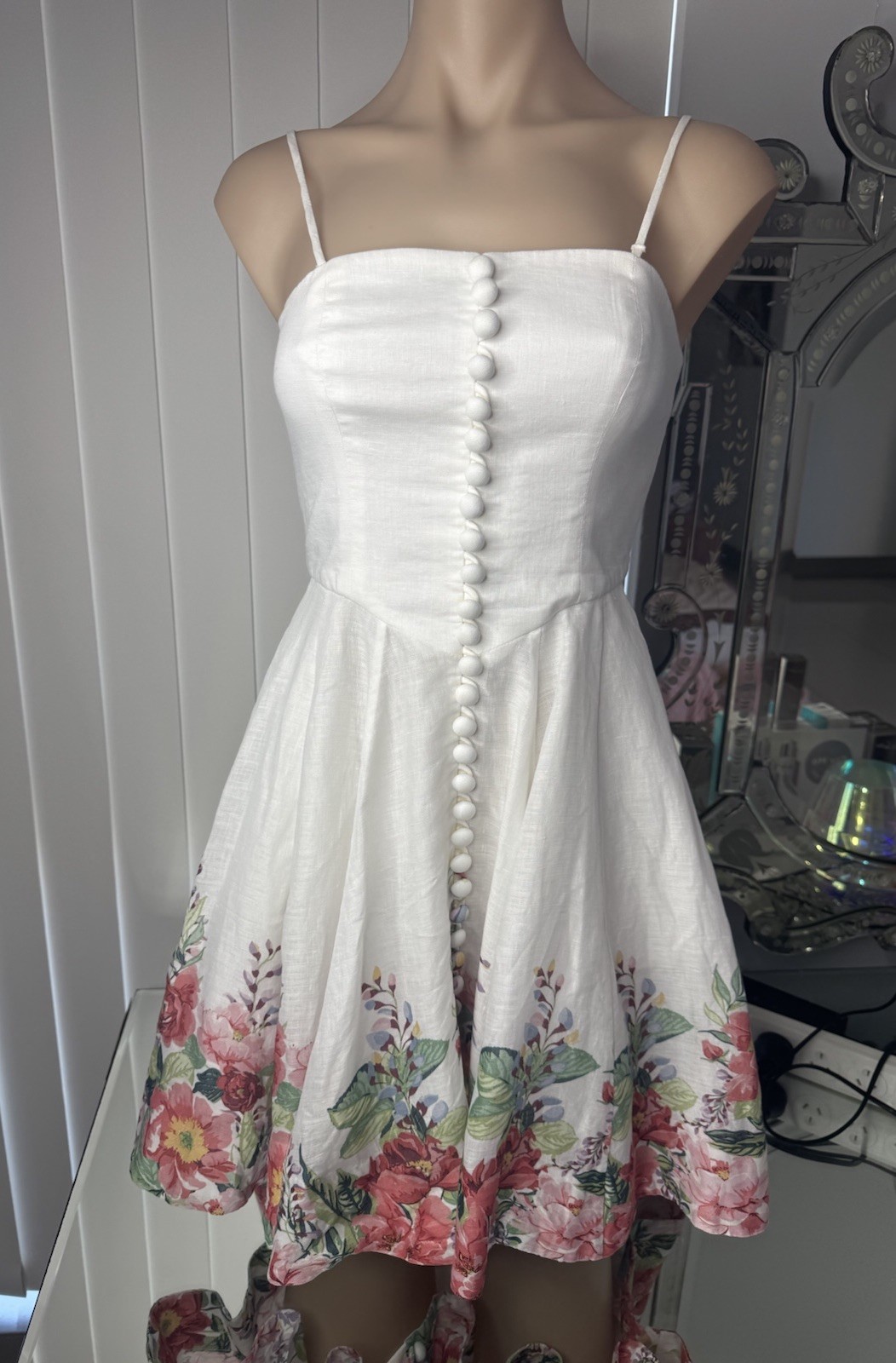 ZIMMERMANN- Bellitude Linen Corset Mini Dress- With Detachable Straps 🩷