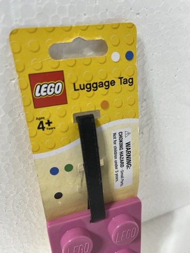 NEW Lego Brick Style Luggage Bag Tag Pink Plastic Travel Suitcase Airplane - Picture 3 of 6