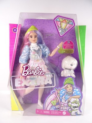 Barbie Extra Puppe #2 Mattel Neu OVP mit Haustier & 15 Zubehörteilen (20170)