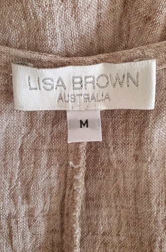LISA BROWN Luxury Australian Designer Jumpsuit Crinkle Linen Size M fit 12-14 - Picture 6 of 6
