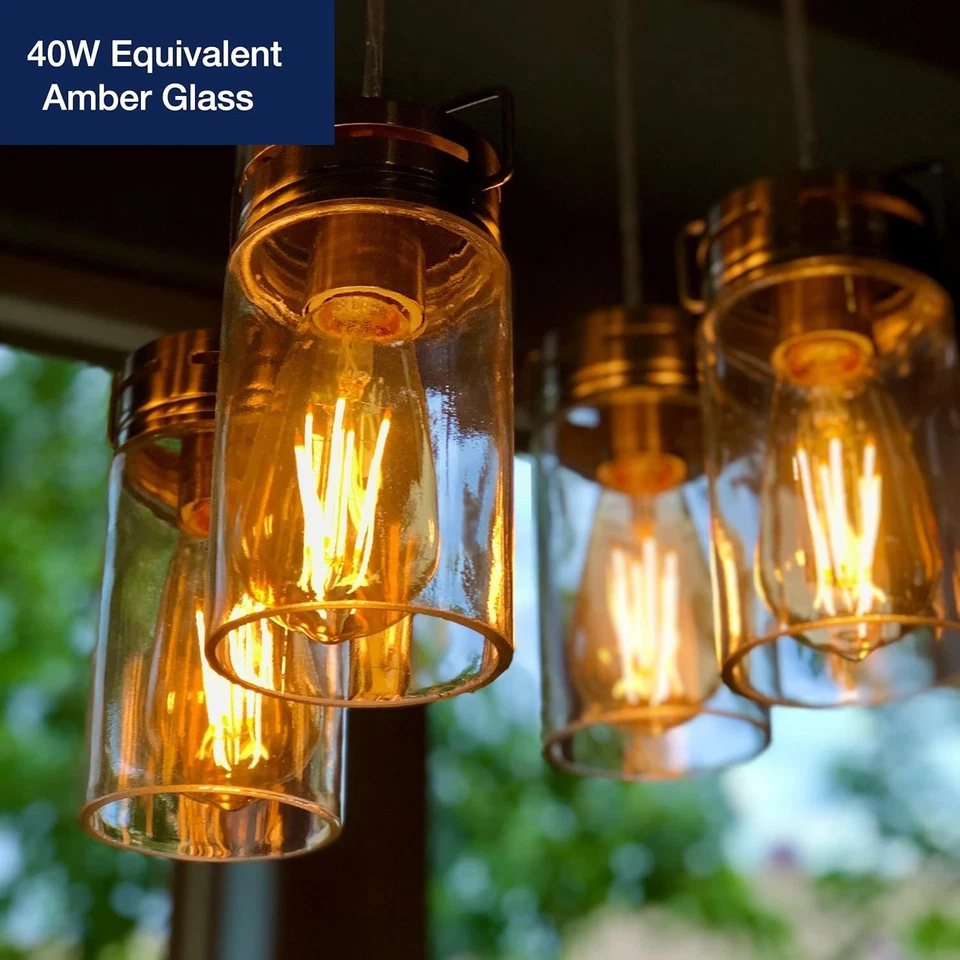 ST19 LED Edison Bulbs, 2200K Warm White, Dimmable, Amber Glass, 4W, E26, 4 Pack - Image 3 of 4