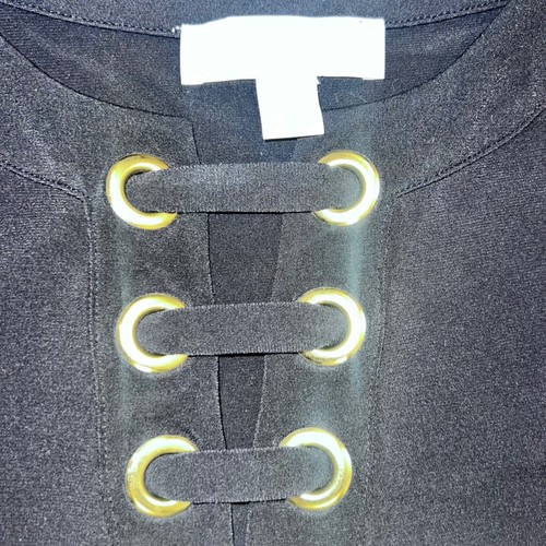 Michael Kors Black Sleeveless Dress Gold Grommet Detail Career Cocktail Size M - Picture 5 of 5