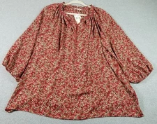 NEW MAX STUDIO Top Women 3X Plus Multicolor Floral ¾ Sleeve Spring Blouse Spring