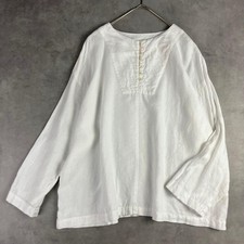 nest Robe Linen Blouse White Pullover Long Sleeve Loose Casual Natural Japan