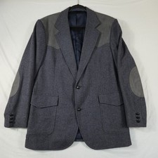 Pendleton Blazer Jacket Men 42 Gray Herringbone Wool Notch Lapel Business Career