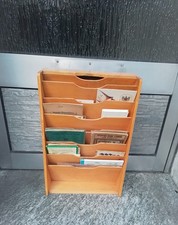 Brief- und Dokumenthalter, Karten Schreibtisch Organzer aus Holz 60er Jahre