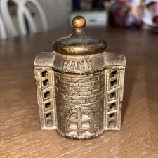 Small Vintage Cast Iron Still Savings Building Bank Presto A.C.Williams Maybe