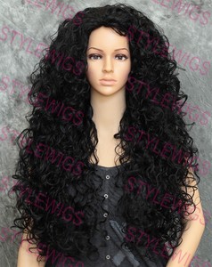 Jet Black Extra Long Full Volume Spiral Curls Curly Synthetic Hair