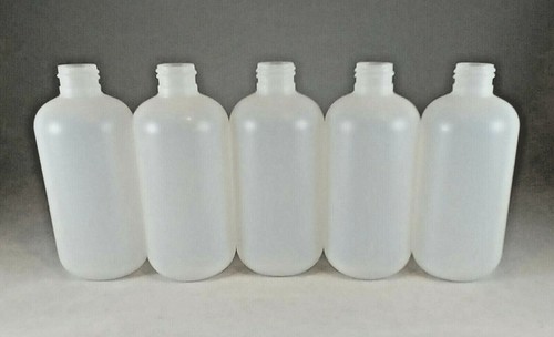Natural HDPE 8oz Boston Round Plastic Bottles-bottle only bulk/wholesale - Picture 2 of 2