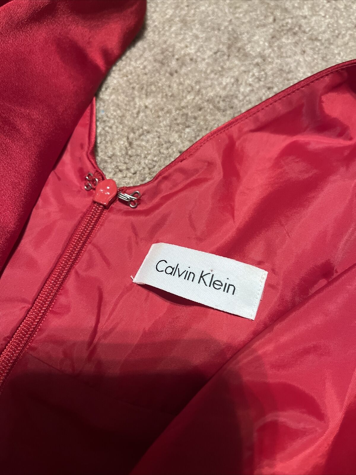 Womens Calvin Klein Red Satin Midi Dress Size Sma… - image 4