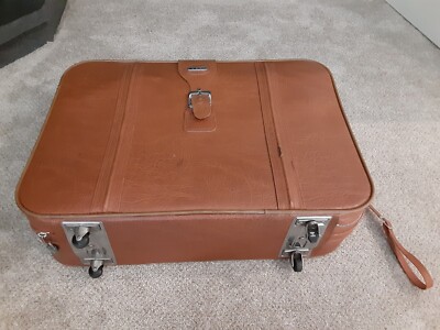 Vintage Rare Antique Leather Luggage Brown 4 piece set New Vista One of a kind