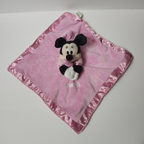Disney Minnie Mouse Pink Lovey Plush Soft Baby Security Blanket Rattle 13" x 13"