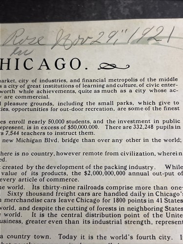 BCG 1921 SOUVENIR OF CHICAGO Picture Booklet Showing Progress “1831 - To-Day" - Picture 4 of 12