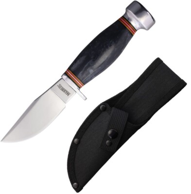 Marbles Hunter Fixed Knife 3.25'' Stainless Steel Blade Black Acrylic Handle
