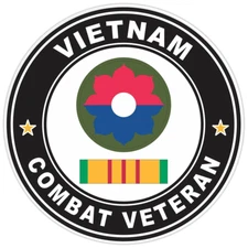 9th Infantry Division Vietnam Combat Veteran with Ribbon Bumper Sticker Decal 5"