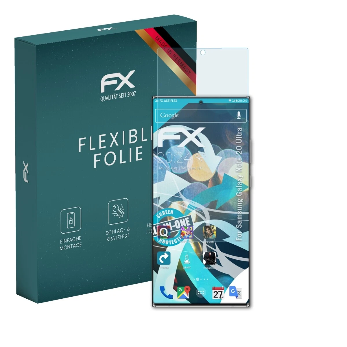 AtFoliX 3x Film for Samsung Galaxy Note 20 Ultra Screen Protector Clear & Flexible