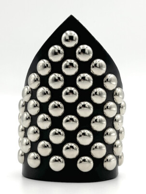 Mens Womens Chrome Round Studded Leather Punk Rock Wrist Gauntlet