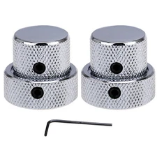 Musiclily Pro 2Pcs Chrome Universal Metal Dual Concentric Stacked Guitar Knobs