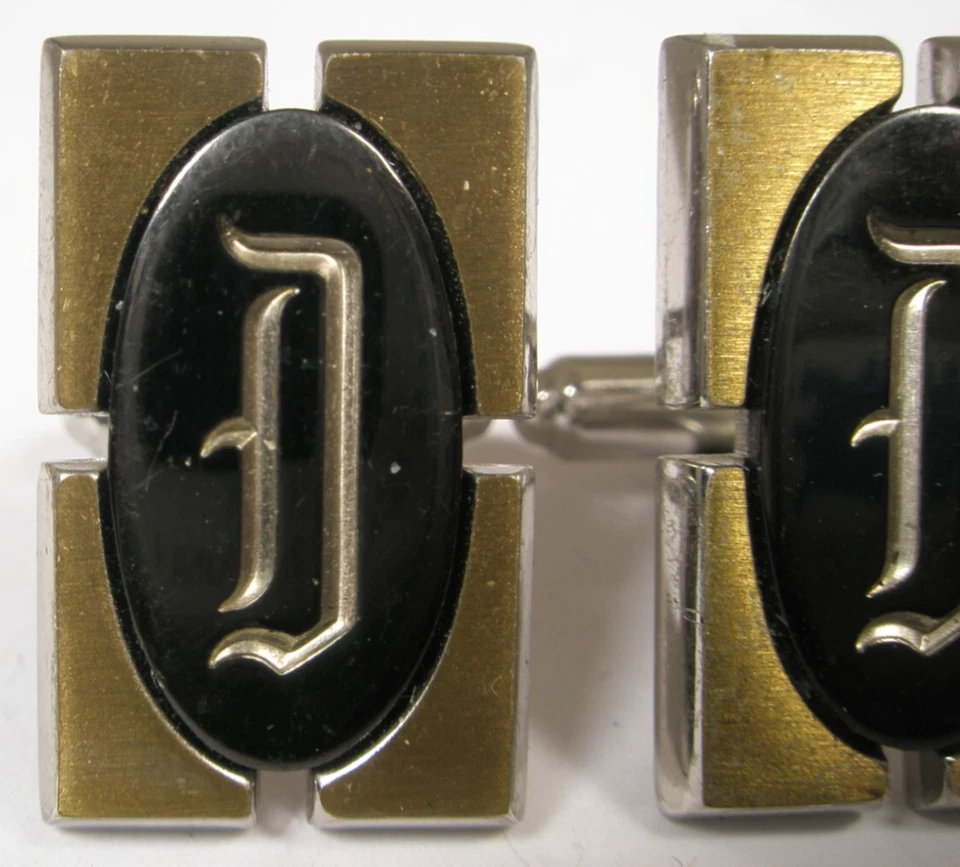 D Monogram Initial Letter Gold Tone Vintage HICKOK Cuff Links david darrell - Image 3 of 4