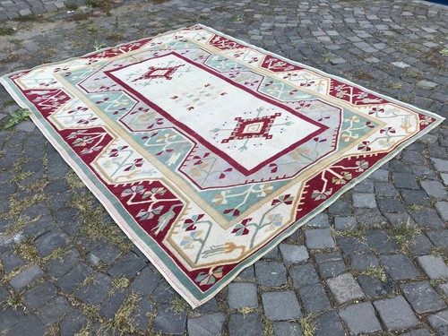 Turkish Antique rug Bohemian Area rug Oushak rug Vintage Rug Handmade Wool rug