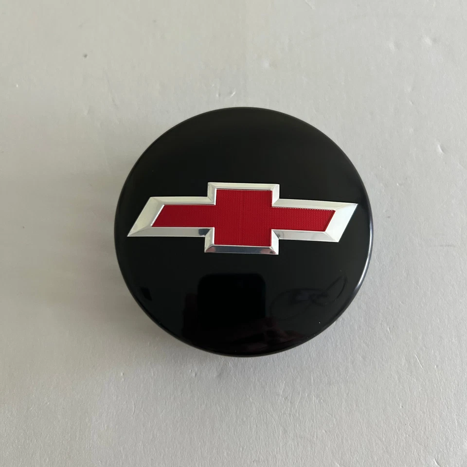 4x Black Chevy Wheel Center Caps Chrome Red Emblem Chevrolet Silverado Tahoe 14+ - Image 3 of 4