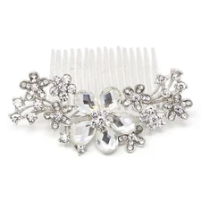 well-dressed flower design wedding bridal crystal rhinestone hair comb AB786