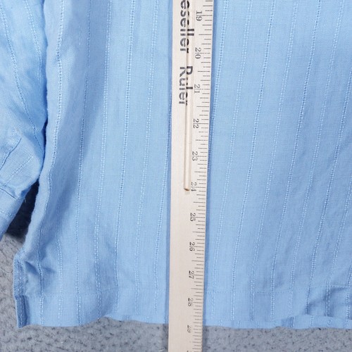 Claiborne Tunic Women's Size Medium 100% Linen Blue Oversized Lagenlook Beachy - Picture 3 of 11