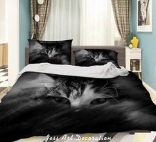 3D Cat Black White Quilt Cover Set Duvet Cover Bedding Pillowcases
