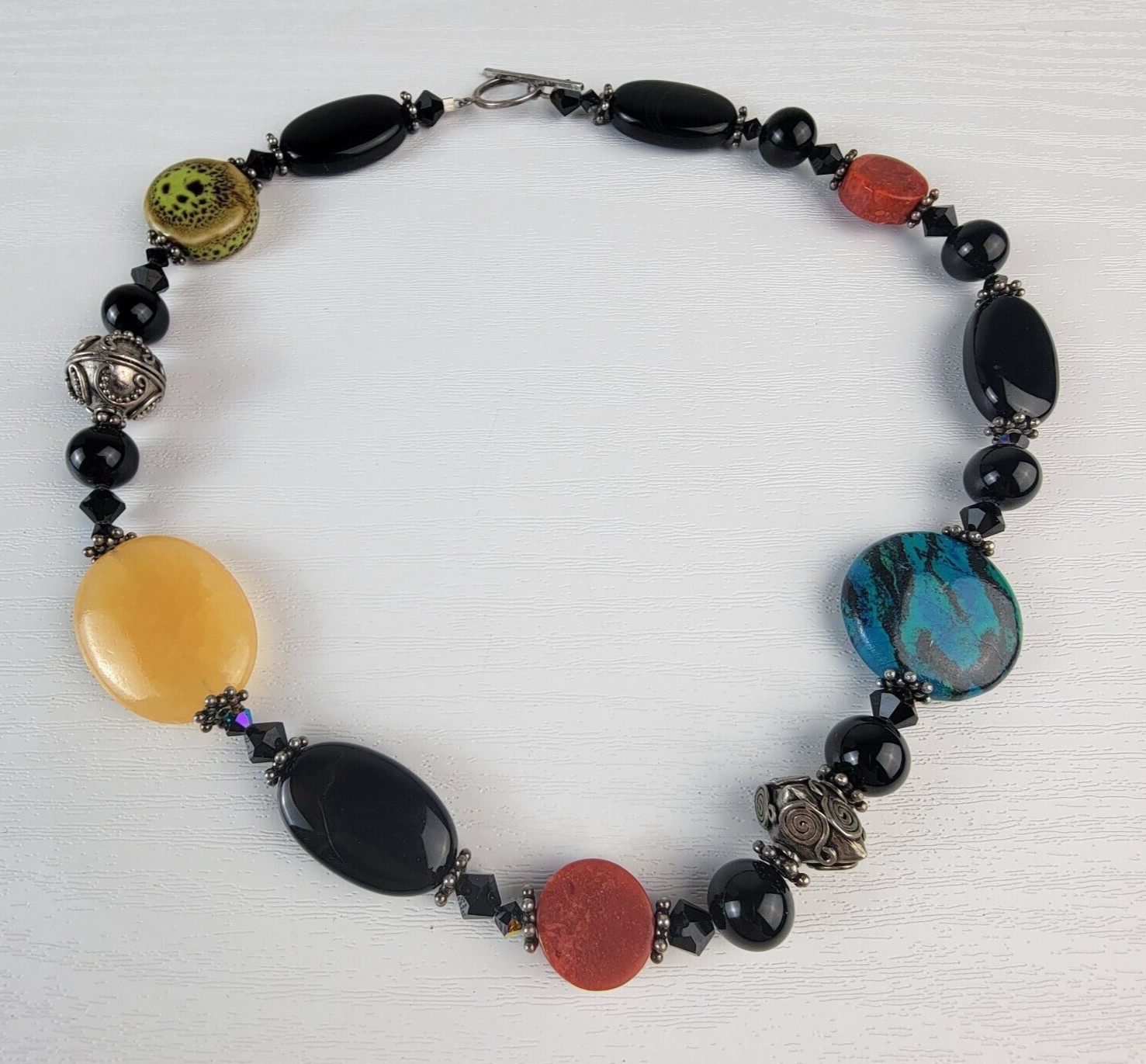 Multicolor Chunky Gemstone Statement Necklace 18 … - image 6