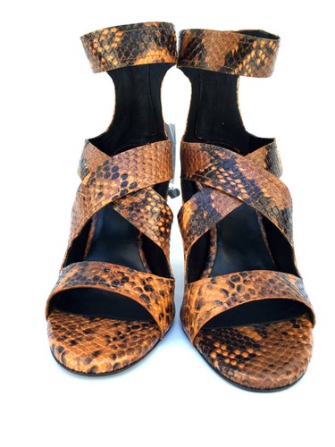 Zara Cuero Marrón Estampado Leopardo Sandalias Tacón Alto UK6 EUR39 US8 - Imagen 4 de 9