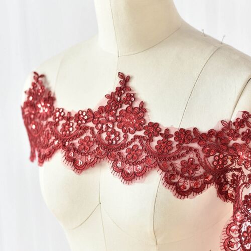 15CM*1 Yard Delicate Eyelash Embroidered Flower Sequin Lace trim Wedding/sewing - Picture 4 of 27