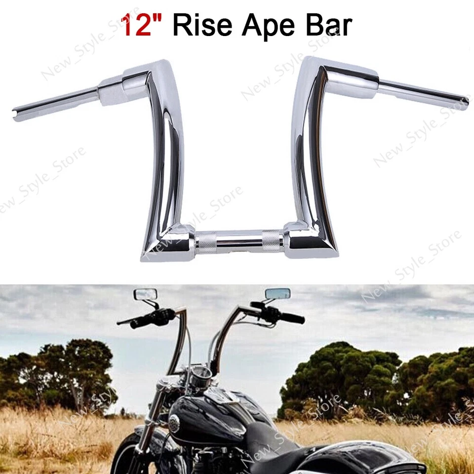 HANDLEBARS 12" RISE DNA MONSTER FAT APE 2'' HANGER BARS 1.25" FOR HARLEY Softail Foto 3 de 4