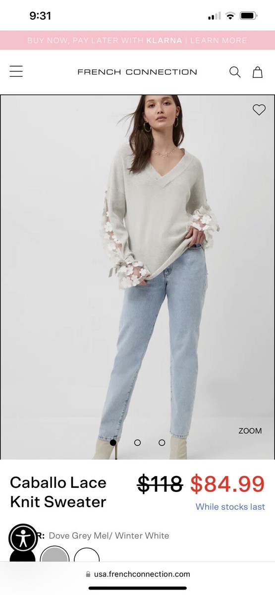 french connection caballo floral lace sleeve sweater