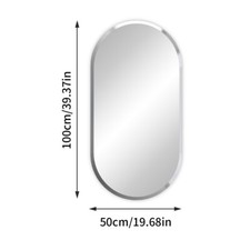 80/100/120cm Frameless Wall Mirror Oblong Beveled Bathroom Mirror Shatterproof