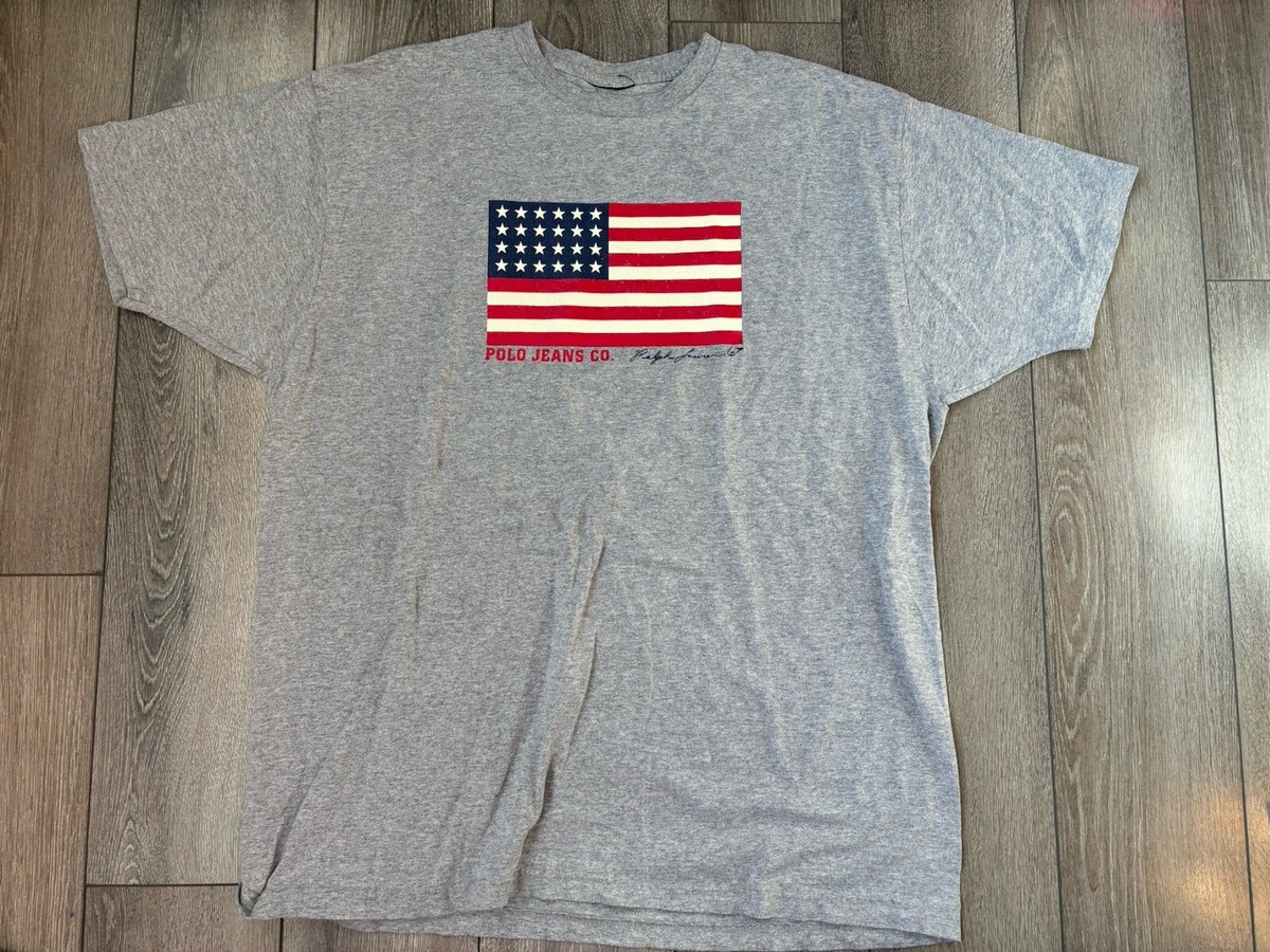 Vintage Polo Jeans Company Ralph Lauren XL XXL 100% Cotton Gray